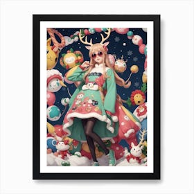 Christmas Deer Art Print