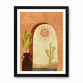 Cactus And Sun Art Print