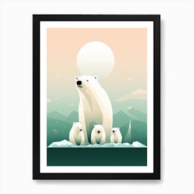 Frosty Connections; Oil Art Of Polar Bear Family Art Print