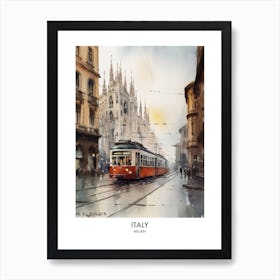Milan, Italy 4 Watercolor Travel Poster Art Print