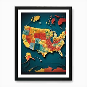 An Intricately Laid Out Vector Map Showcasing The American Commonwealth States Highlighting The Geo (1) Art Print