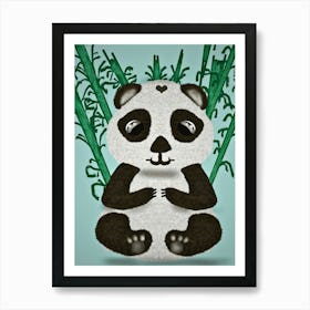 Panda print ,bamboos,kids,nursery,cute bear Art Print