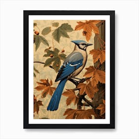 Dark And Moody Botanical Blue Jay 3 Art Print