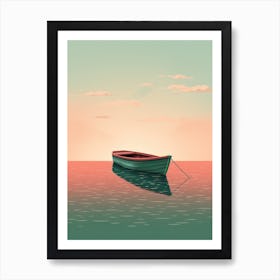 Small Boat At Sunset Art Print