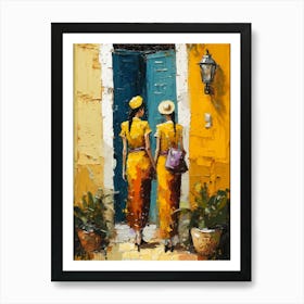 Two Women In Yellow Dresses Art Print