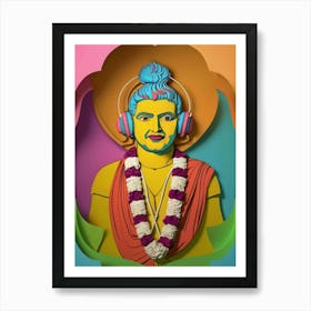 Buddha With Headphones 1 Art Print