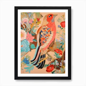 Maximalist Bird Painting Gold Finch 1 Art Print