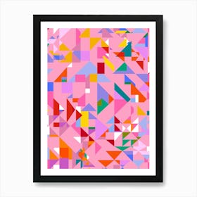Temple Geometric - Pink Multi Art Print