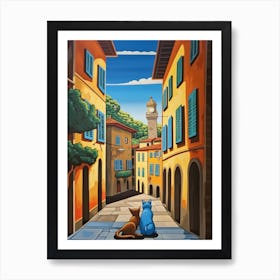 Painting Of Florence With A Cat In The Style Of Post Modernism 1 Art Print