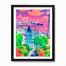 Port Of Halifax Canada Retro Risograph Print 1 harbour Art Print