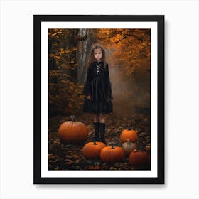 Little Girl In A Black Dress Art Print