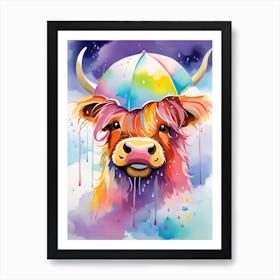 Highland Cow In The Rain Art Print