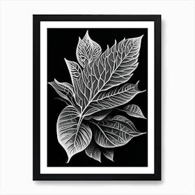 Tulsi Leaf Linocut 2 Art Print