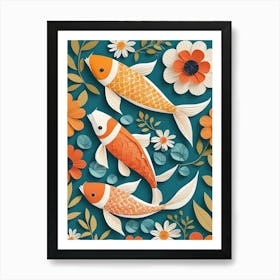 Floral Koi Fish Nursery Illustration (22) Art Print