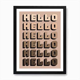 Hello Hello Hello Brown Neutral Art Print