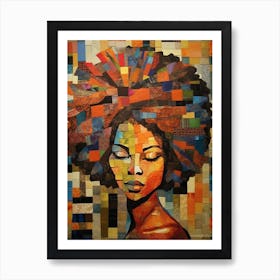 Afro Patchwork Portrait 3 Art Print