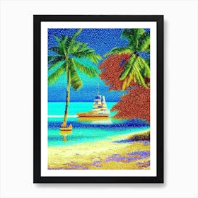 Panglao Island Philippines Pointillism Style Tropical Destination Art Print