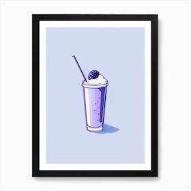 Blueberry Milkshake Dairy Food Minimal Line Drawing 1 Art Print