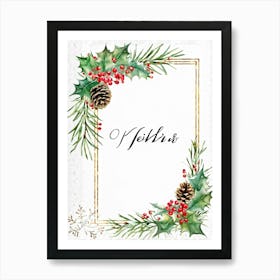 A Watercolor Interpretation Of A Modern Calligraphy Christmas Greeting Flourishes Adding An Elegant (6) Art Print