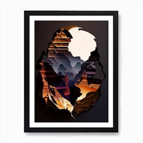 Grand Canyon National Park United States Of America Cut Out Paper Art Print