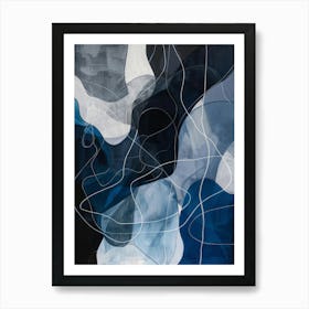 Abstract In Blue And White 1 Art Print