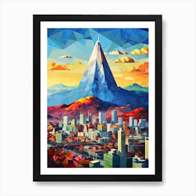 Seoul, South Korea, Geometric Illustration 1 Art Print