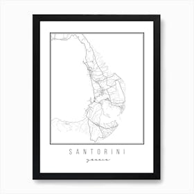 Santorini Greece Street Map Art Print