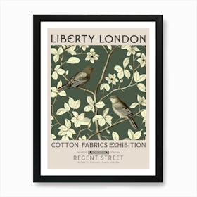 Liberty London Print William Morris Textiles Birds Dark Green Art Print