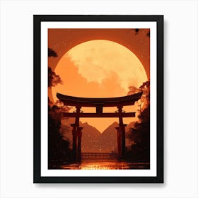 Full Moon Over Tori Gate Art Print