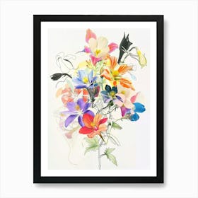 Columbine 2 Collage Flower Bouquet Art Print