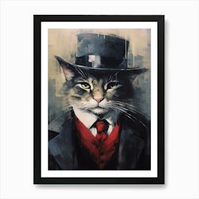 Gangster Cat Manx Art Print