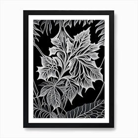 Moonseed Leaf Linocut Art Print