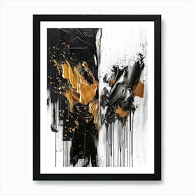 Gold And Black Abstract Painting 124 Art Print