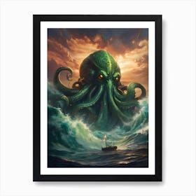 Cthulhu Attacks Art Print