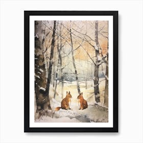 Winter Watercolour Squirrel 2 Art Print