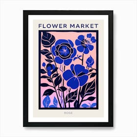 Blue Flower Market Poster Rose 3 Art Print