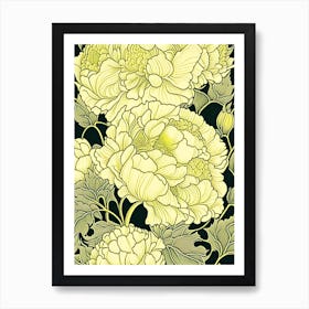 Monsieur Jules Elie Peonies Yellow 1 Drawing Art Print