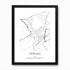 Orihuela,Spain Minimalist Map Art Print