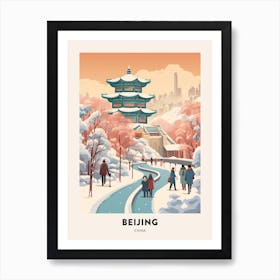 Vintage Winter Travel Poster Beijing China 5 Art Print