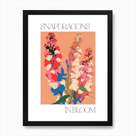 Snapdragons In Bloom Flowers Bold Illustration 3 Art Print