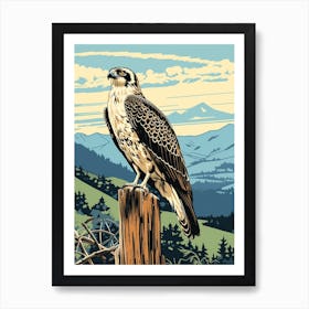 Vintage Bird Linocut Osprey 4 Art Print