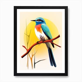 Colourful Geometric Bird Mockingbird 2 Art Print