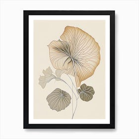 Nasturtium Leaf Earthy Line Art Art Print