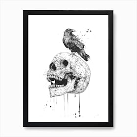 New skull (bw) Art Print