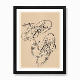 Retro Sneakers Drawing 2 Art Print