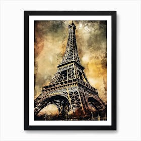 Eiffel Tower Paris France Sketch Drawing Style 9 Art Print