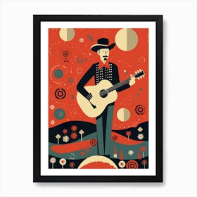 Cowboy With Guitar 1 Art Print