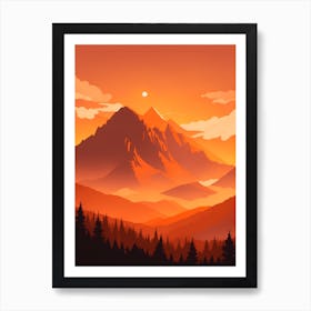 Misty Mountains Vertical Background In Orange Tone 11 Art Print