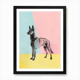 Pastel Belgian Sheepdog Line Illustration 1 Art Print