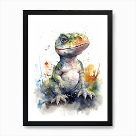 Baby T Rex Dinosaur Watercolour Nursery 1 Art Print